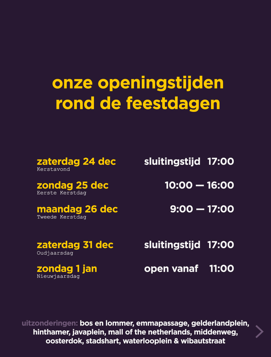 open op feestdagen